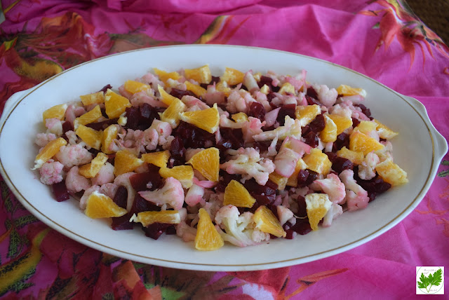 Ensalada de Coliflor, Remolacha y Naranja