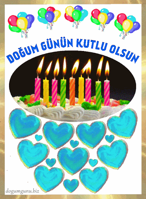 Mavi kalpler doğum günü kart