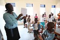 Teacher Elizabeth Toe teaches class at Billy Town Primary in Brewerville, Montserrado County, Liberia