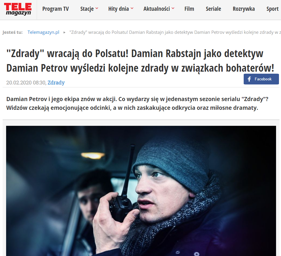 Kontakt do Damiana Petrova. Serial Zdrady.