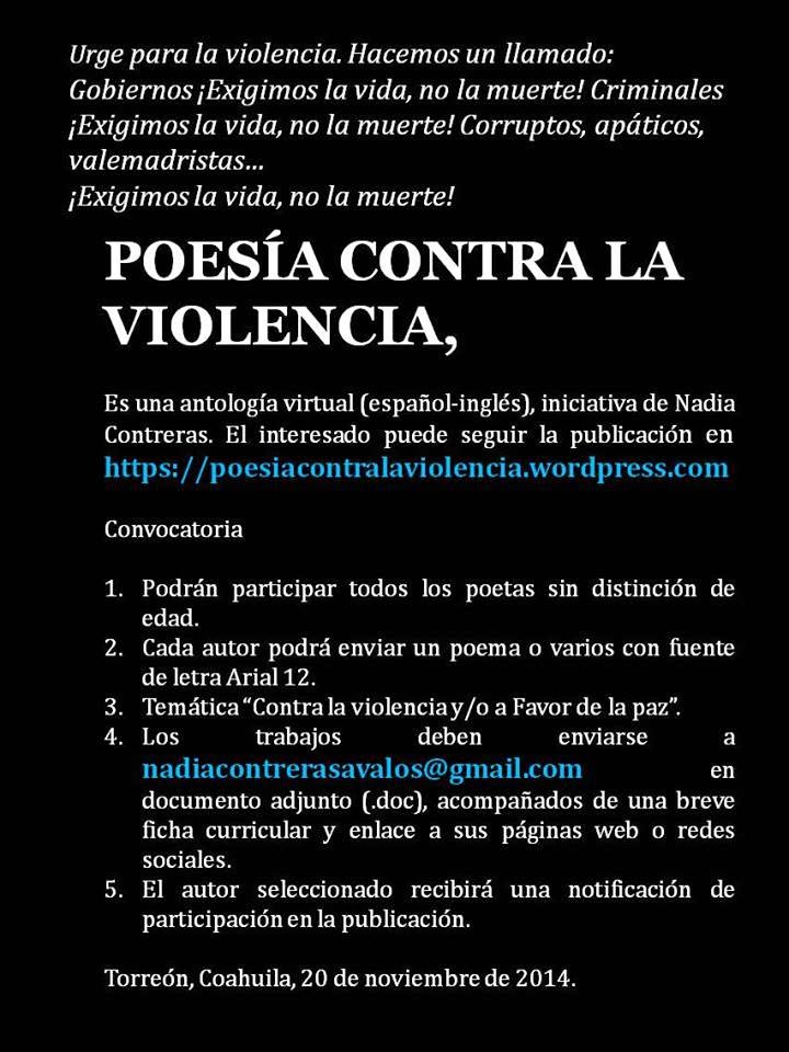 RETALES COLOQUIALES Poesía contra la violencia