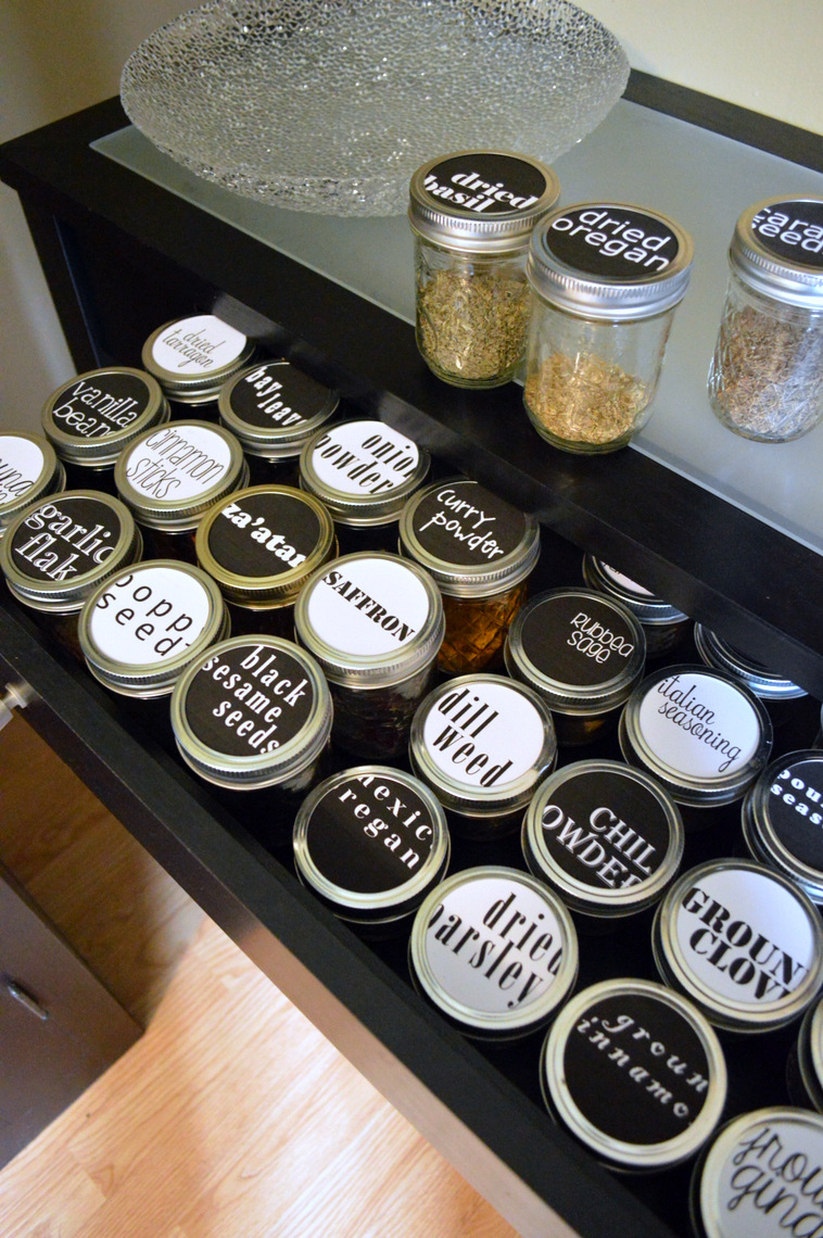 Joyously Domestic: DIY Spice Jar Drawer Project 2.0
