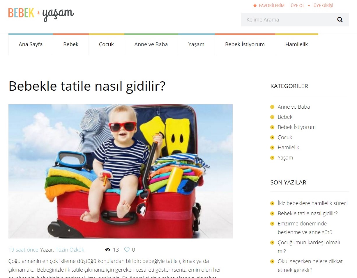 Oradan Buradan Şuradan Bebek ve Yaşam Bebekle Tatile