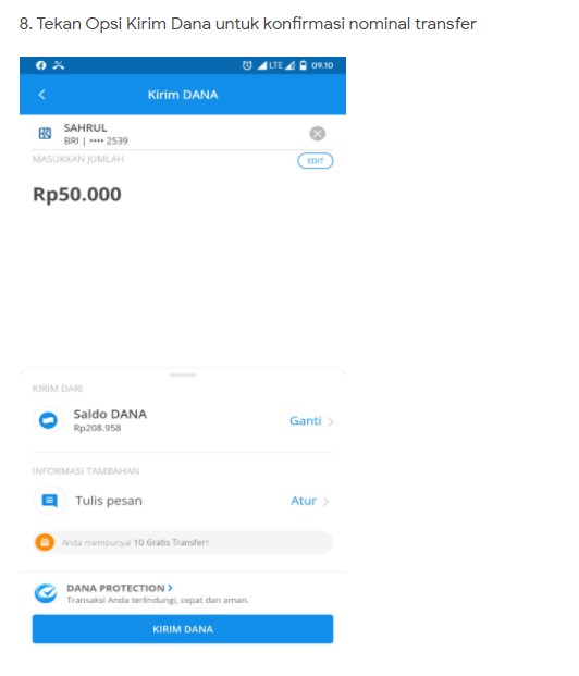 transfer Dana ke rekening, Dana ke rekening, Cara transfer Uang Dana Ke Rekening