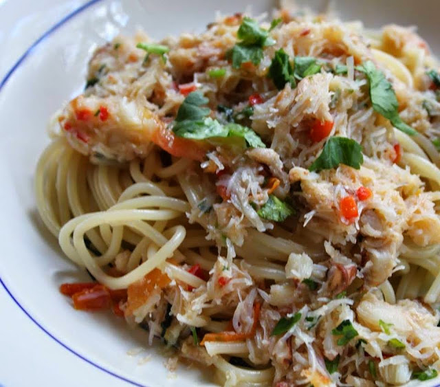 Spaghetti with Crab Meat & Red Chilli Recipe