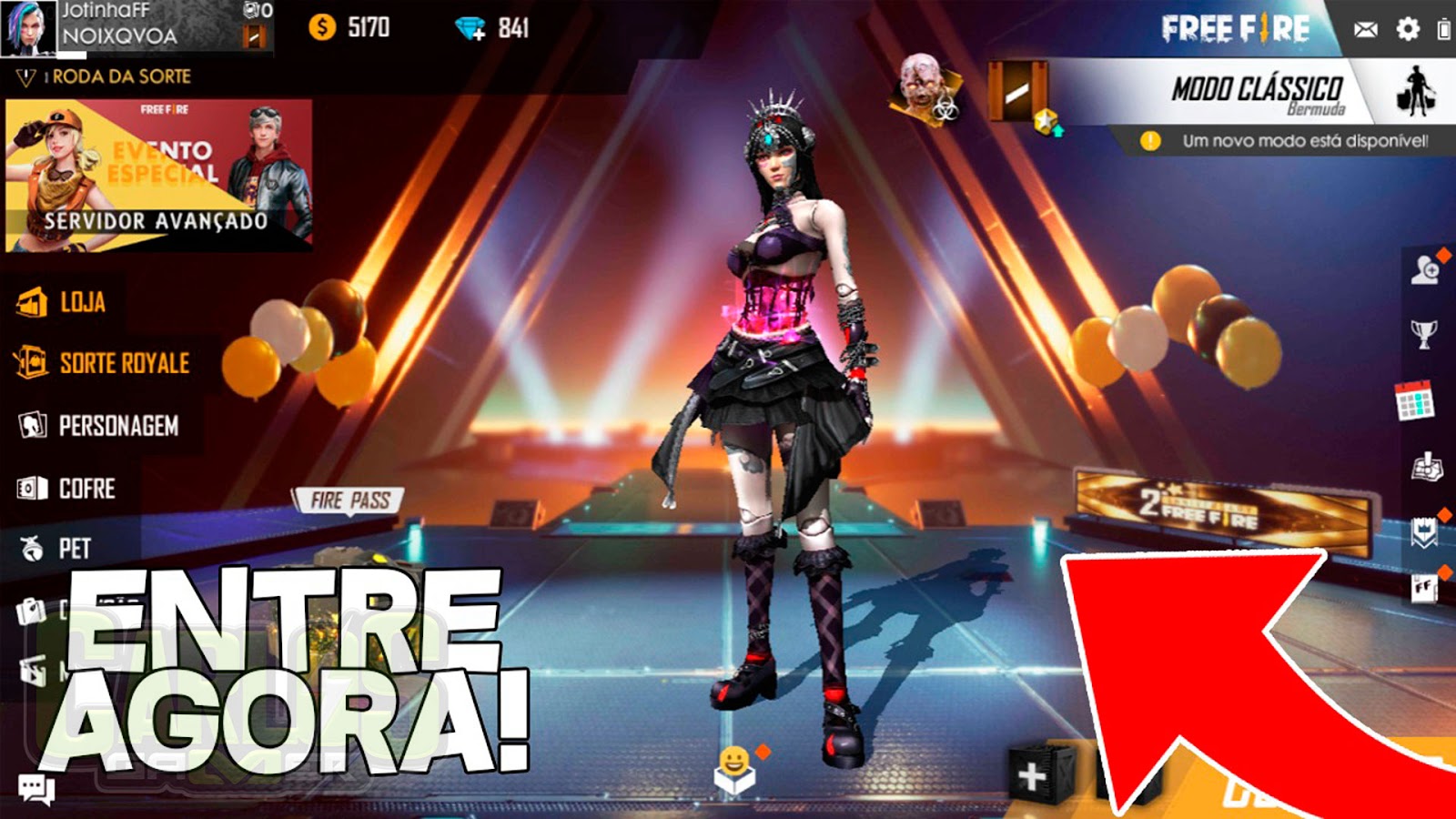 Como entrar no servidor avançado do Free Fire