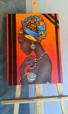 Arte africana, tecnica óleo en lienzo