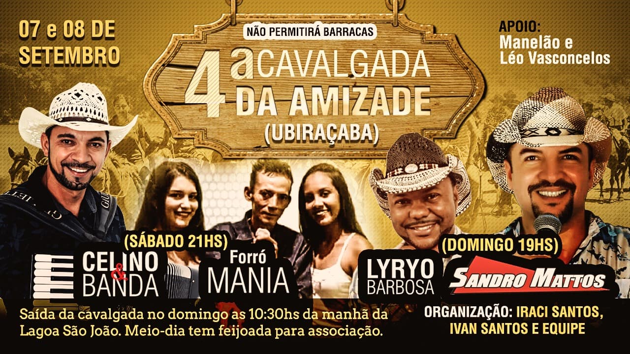 Brumado: 4ª Cavalgada da Amizade acontece dia 08 de setembro no Distrito de Ubiraçaba Brumado: 4ª Cavalgada da Amizade acontece dia 08 de setembro no Distrito de Ubiraçaba