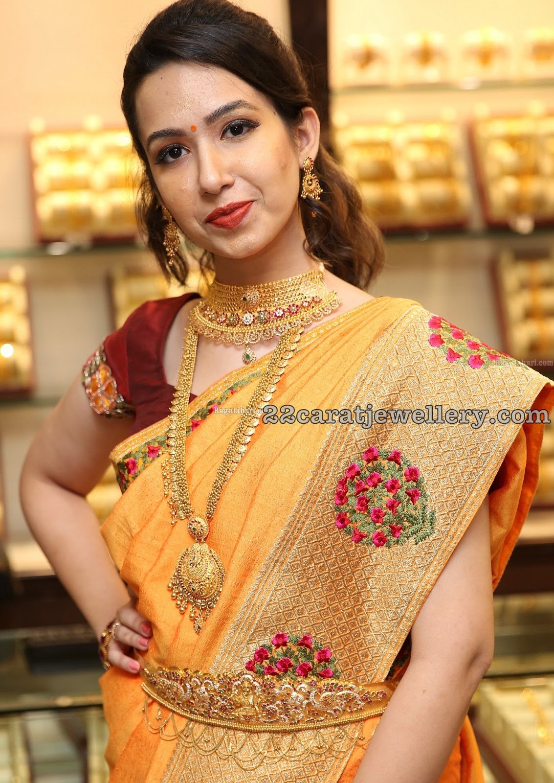Ankitha Sethi Kasu Mala and Choker  Jewellery Designs