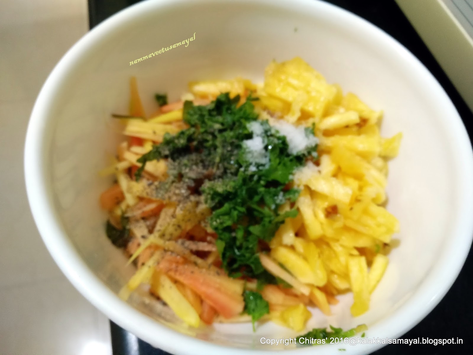 kalakkalsamayal PapayaPineappleSalad