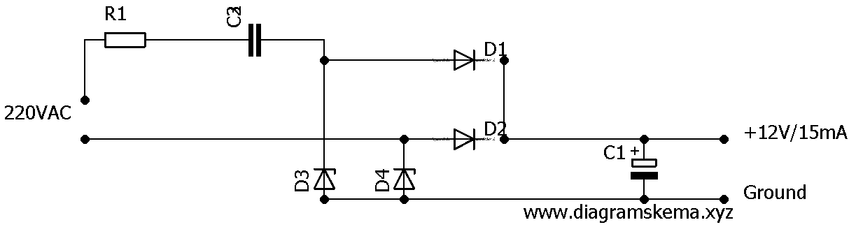 Rangkaian Catu Daya tanpa Trafo 12V 100mA Wahyu Eko Romadhon