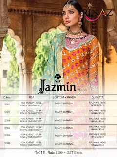 Rinaz Fashion Jazmin Vol 8 Georgette Pakistani Suits Wholesale Rate  