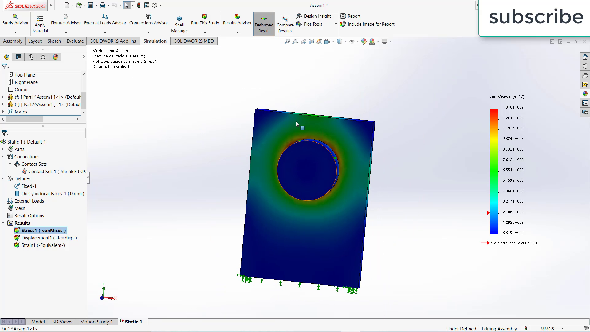 SHRINK FIT ANALYSIS IN SOLIDWORKS
