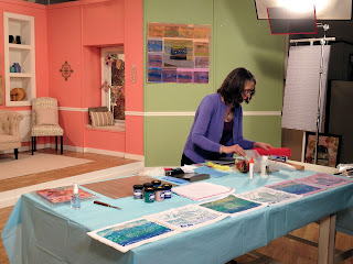 Sue Reno on set of Quilting Arts TV