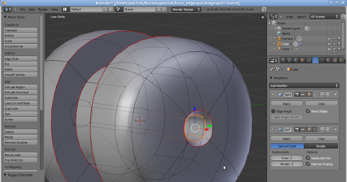 Blender-4d: Utilisation du modifier Edge Split dans Blender 2.5x