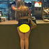 Woman orders burger in Majorca with her whole bum out in the open