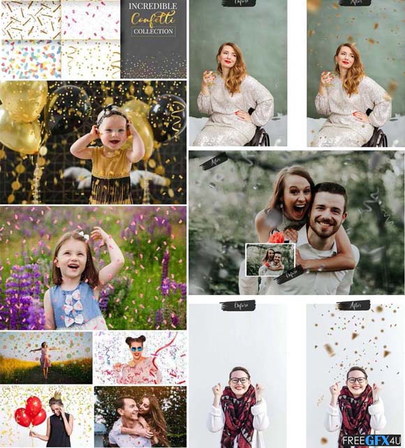 56 Confetti Collection Brilliant Confetti Photo Overlays