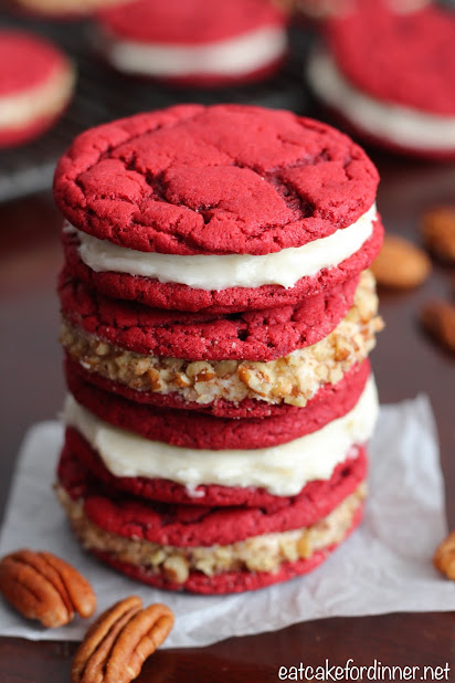 Red Velvet Sandwich Cookies with Cream Cheese Icing