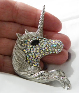 Unicorn diamante brooch modern