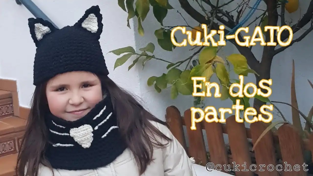 constante Comparar manga 295. Tutorial de gorro y cuello de gato para niña a crochet