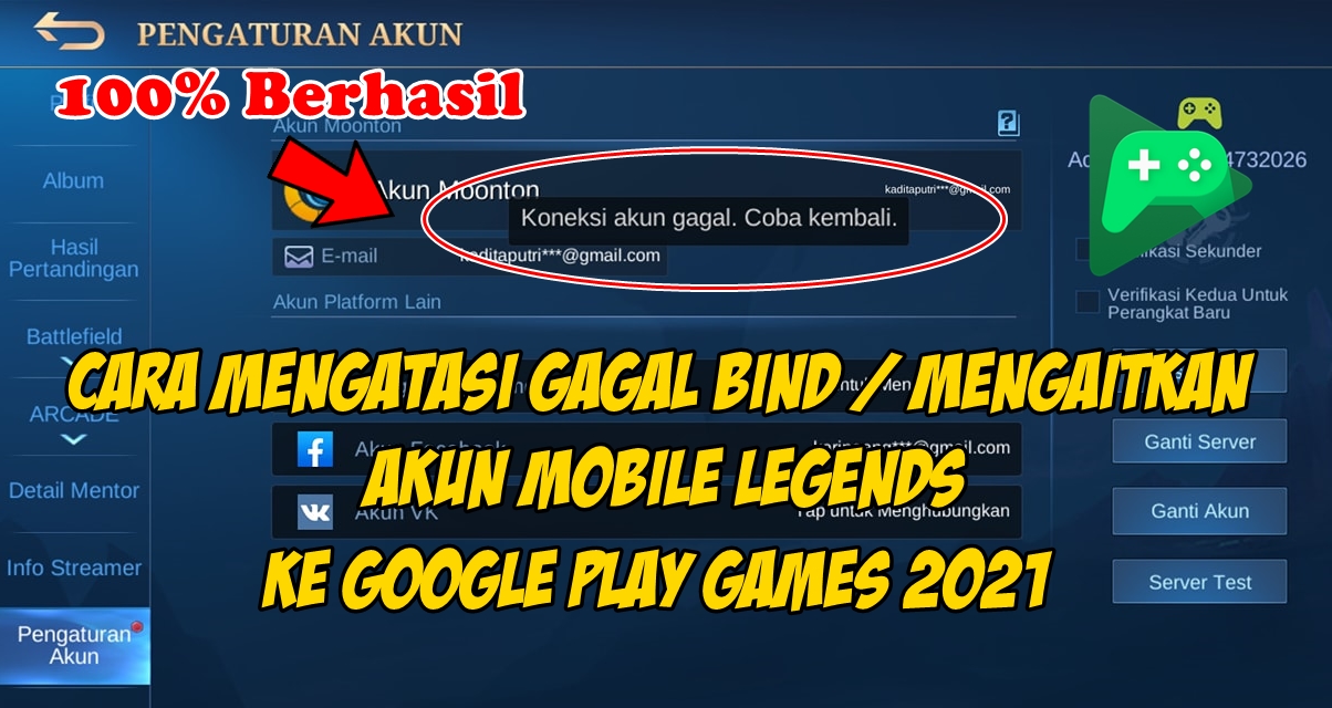 gambar cara mengatasi koneksi gagal bind akun Mobile Legends ke Google Play Games