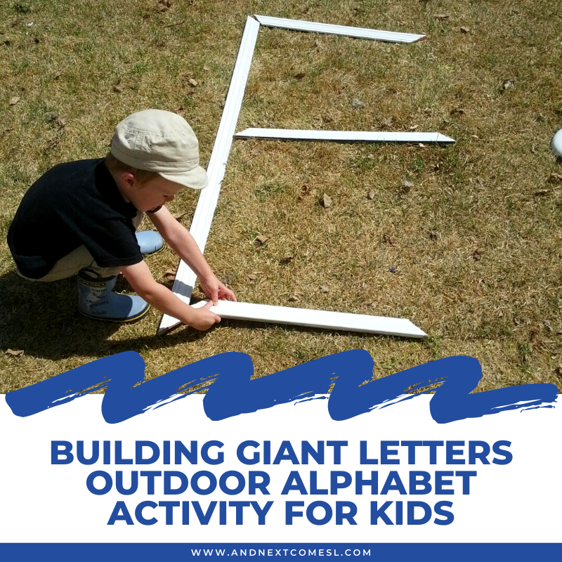 Building letters outdoor alphabet activity for kids