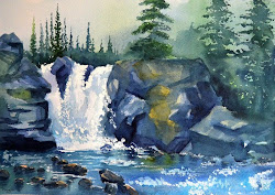waterfall watercolor painting landscape kowalski watercolors krzysztof esperoart