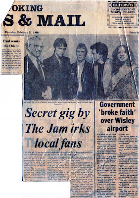 Press feature about the gig The Jam played at the Woking YMCA in February 1980