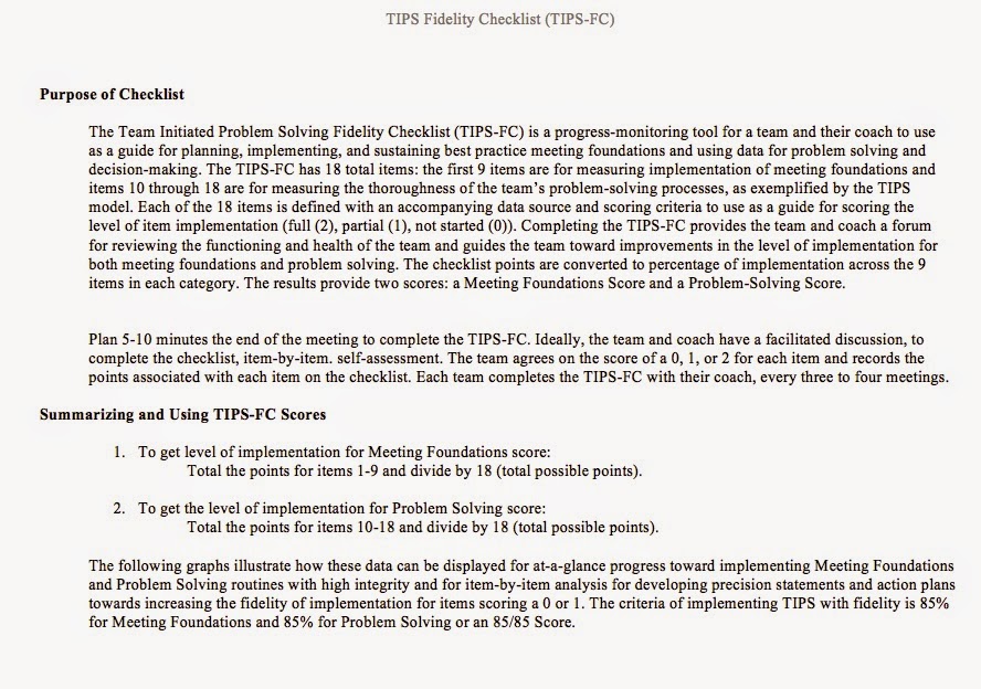 Team-Initiated Problem Solving (TIPS II): TIPS Fidelity Checklist (TIPS FC)