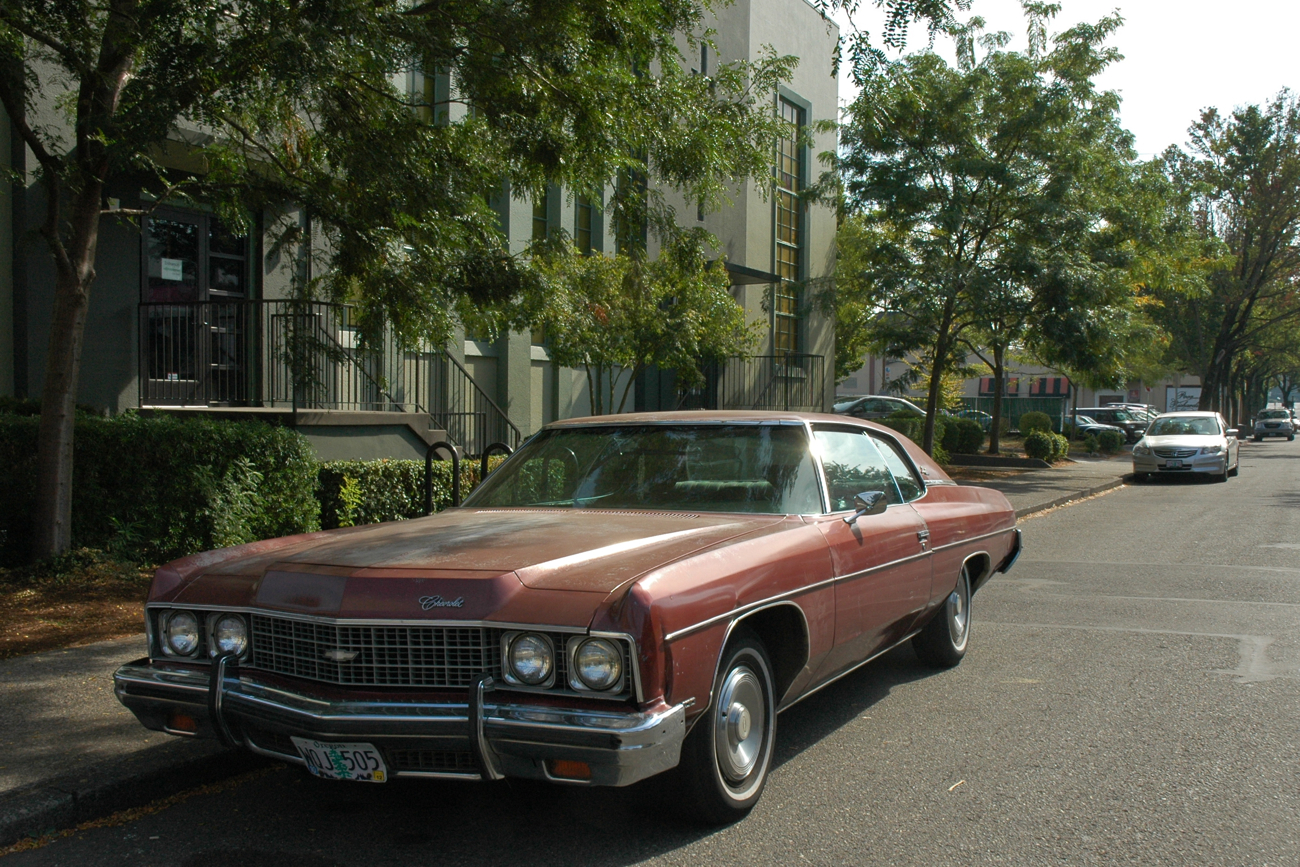 OLD PARKED CARS.: 1973 Chevrolet Impala.