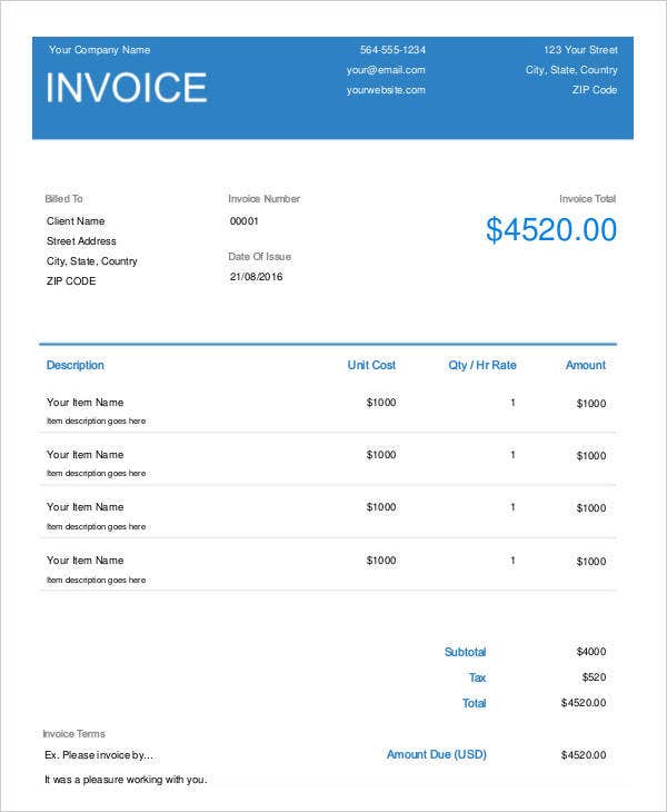 roofing invoices templates