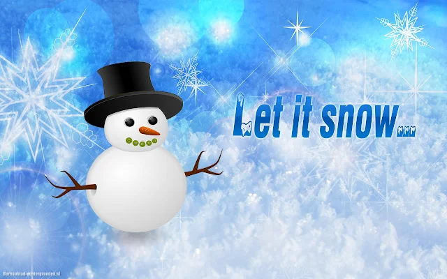 Sneeuwpop, sneeuw en de tekst let it snow