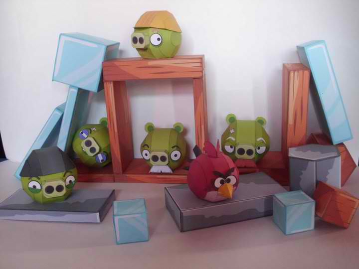 Angry Birds Small Pig Set Papercraft Papercraft Paradise