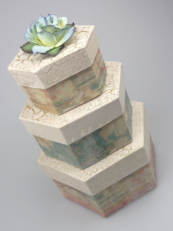 Flutterby Crafts Decorated Papier Mache Hexagonal Boxes