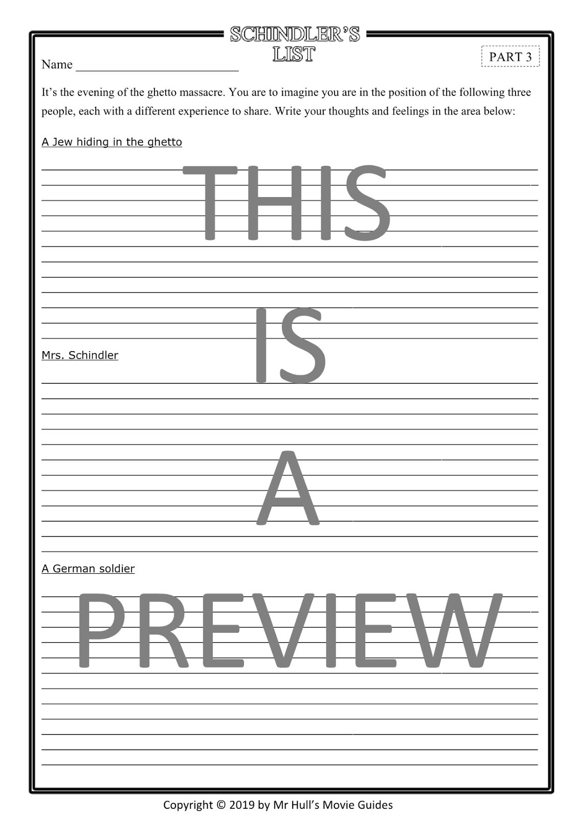 Schindler's List Movie Guide + Activities Answer Keys Included