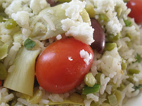 Greek-Style Rice Split Pea Pilaf with Artichokes