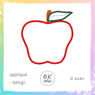 Apple applique design - 9 sizes