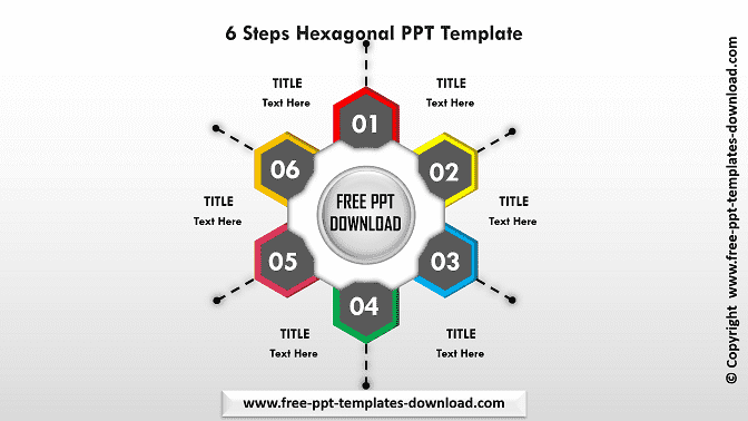 6 Steps Hexagonal PPT Template Download