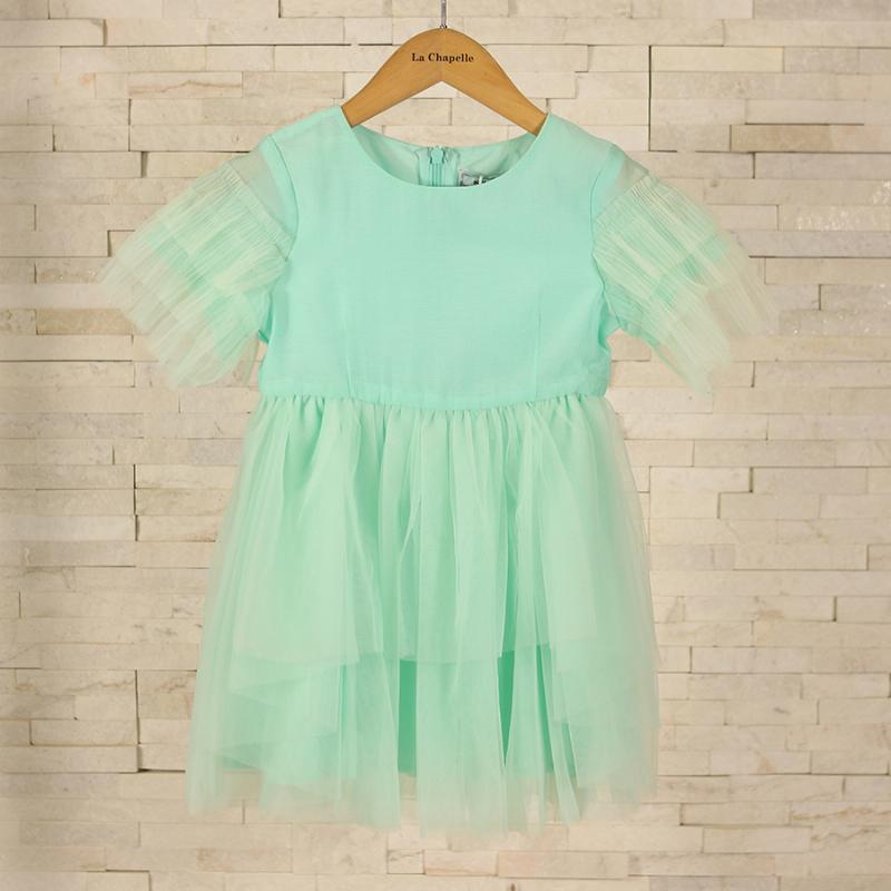 Đầm Tay Ngắn Xếp Ply – Bé 3-13 tuổi – Thương Hiệu : Khaki 153535