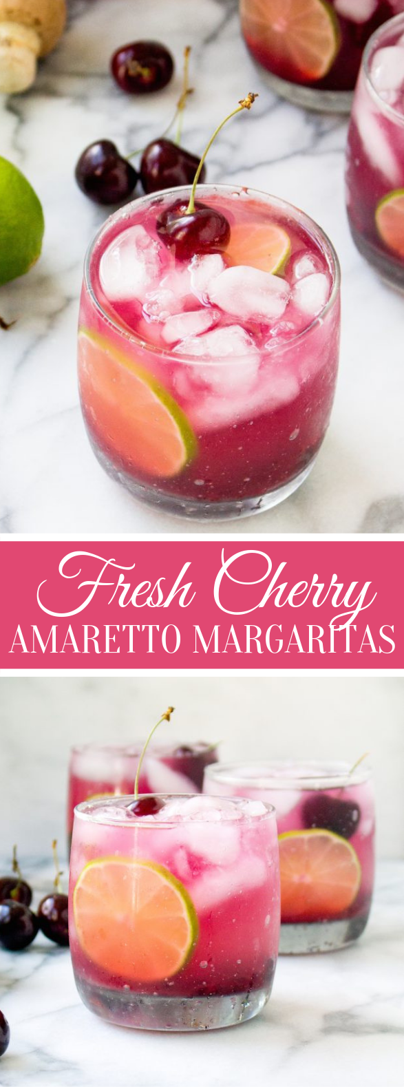 FRESH CHERRY AMARETTO MARGARITAS #drinks #cocktails