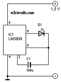 1.5 V LED Flash Schematic Circuit Diagram