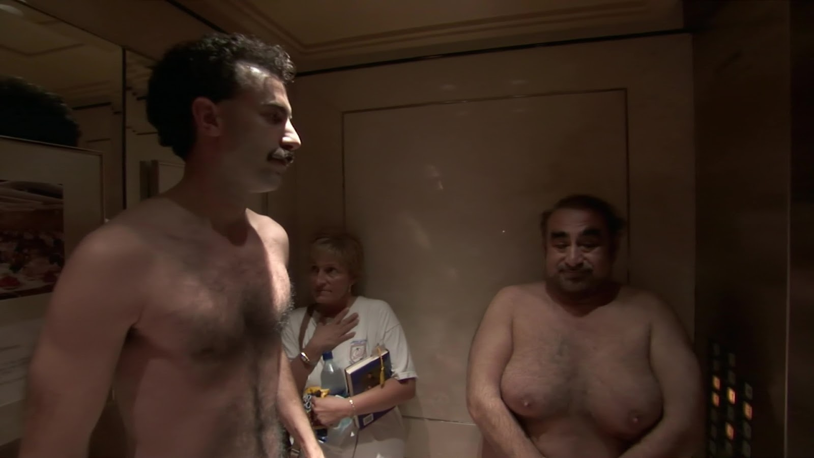 Sacha Baron Cohen and Ken Davitian nude in Borat.