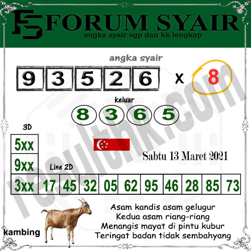 Syair SGP Hari Ini Sabtu 13032021 Syair SGP Hari Ini