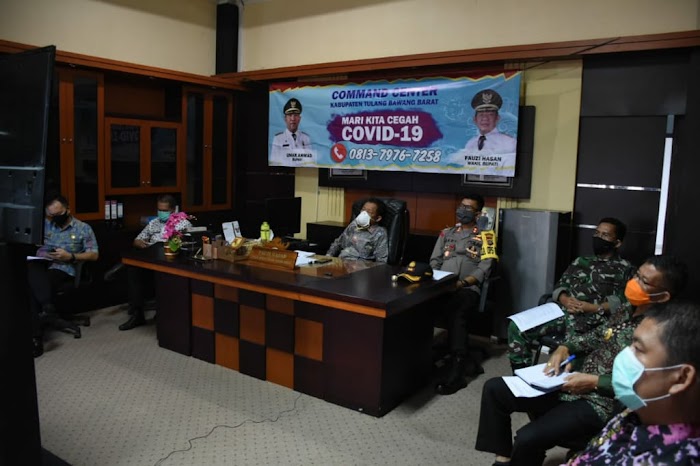 Melalui Vidio Conference Wakil Bupati Tubaba Fauzi Hasan Rakor Teleconference Dengan Gubernur Lampung.