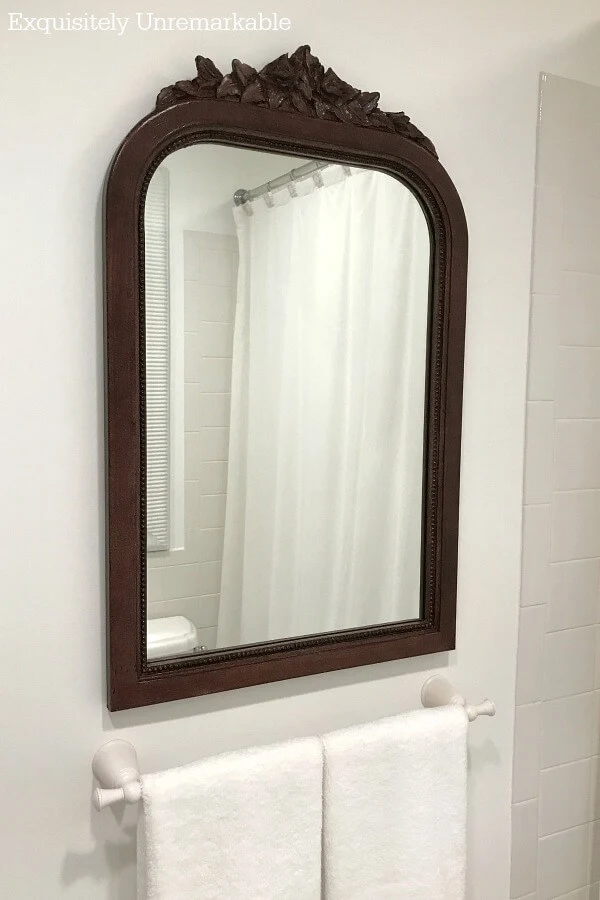 Plastic To Wood Look Mirror Makeover