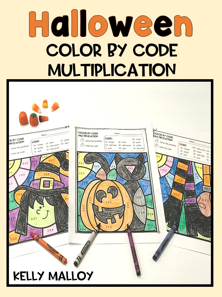 An Apple For The Teacher Halloween Color By Number Math Facts Practice