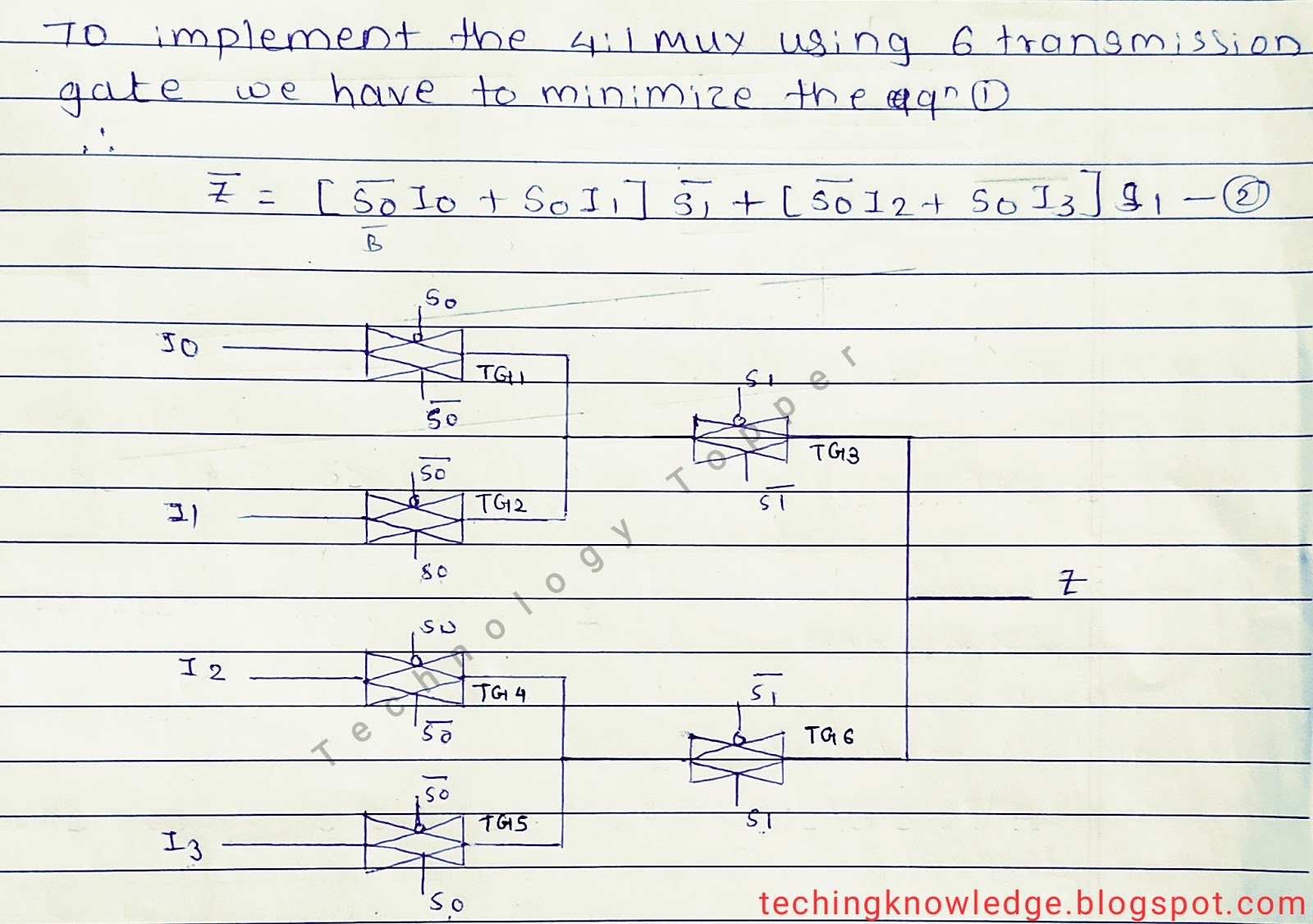 4:1 Multiplexer using Transmission gate logic & Pass transistor logic ...
