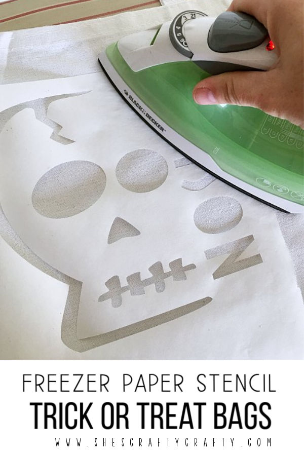 How to make a Halloween Trick or Treat bag with freezer paper stencil  |  She's Crafty