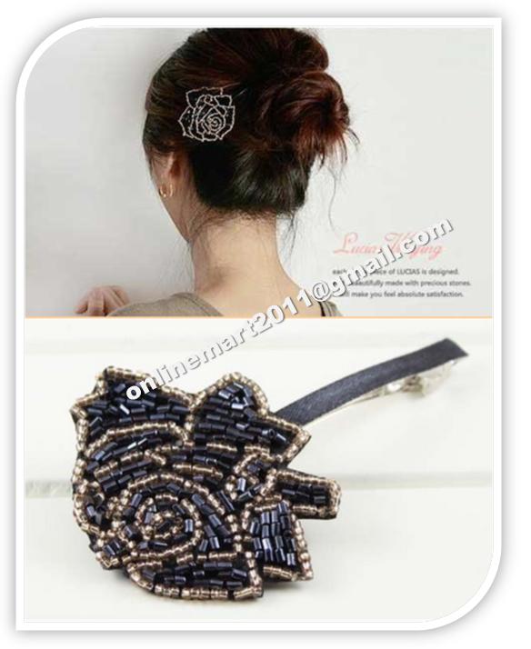 to OnLiNeMaRt11! Rose Beaded Barrette Hair Clip S6.90
