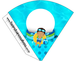Fiesta en la Piscina, Niño Moreno: Imprimibles Gratis para Fiestas. Para conos = cucuruchos.